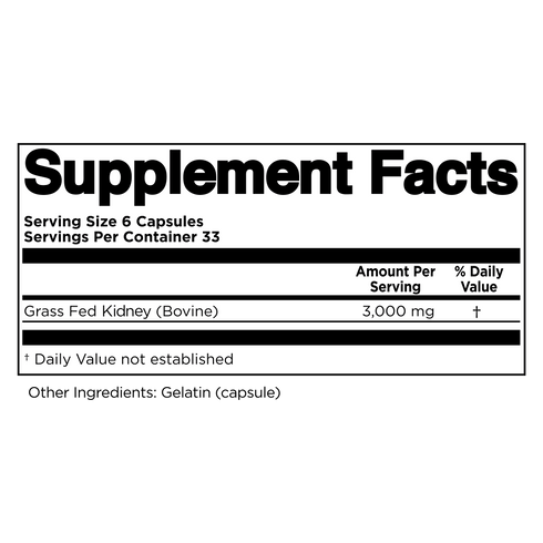 Kidney Supplement Label